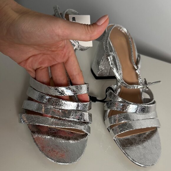 7.5/38 Zara silver party sandals NWT - Picture 5 of 7
